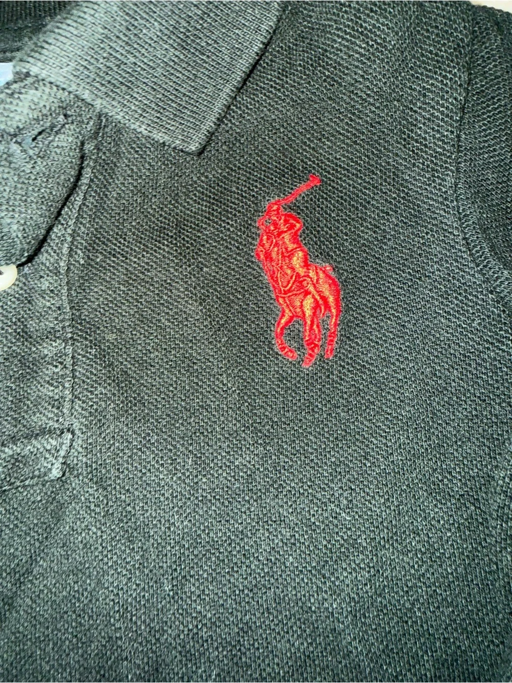 Size 24m Ralph Lauren Kids Black Long Sleeve Polo with Red Logo and Number 3